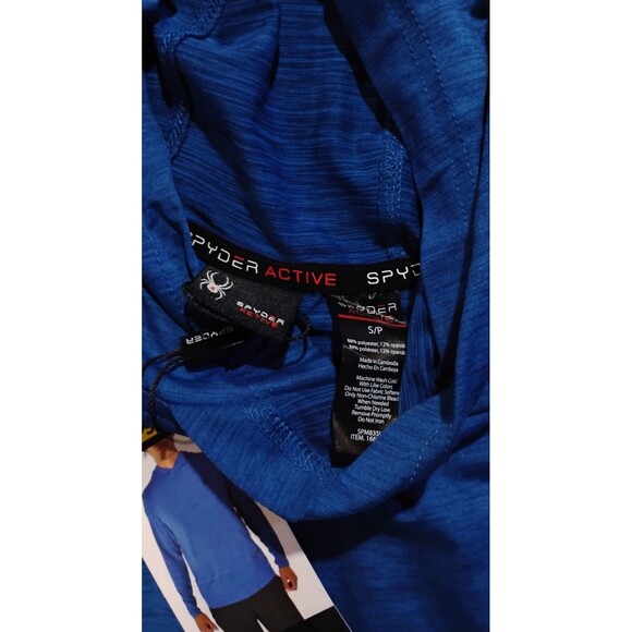 NEW Spyder Hoodie Shirt Mens Size Small Blue ProWeb Stretch Performance Active - Picture 4 of 4